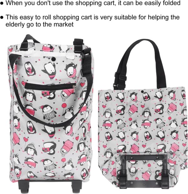 Organizador plegable para carrito de la compra, bolsa plegable reutilizable, carrito de compras plegable, carrito de compras para ancianos, bolsa de compras con ruedas para ir de compras al aire libre - Image 4