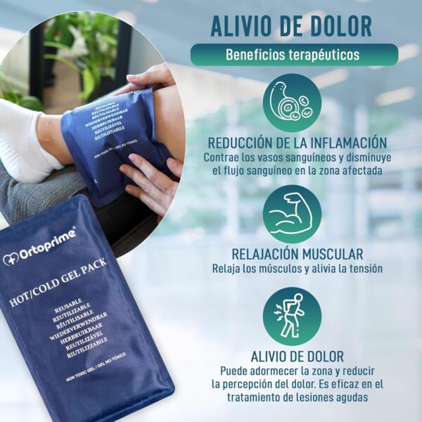 OrtoPrime Bolsa de Gel Frío para LESIONES Bolsa de Gel Frio y Calor REUTILIZABLE - Bolsa frío calor Congelador y Microondas 26 x 15 cm - Bolsa hielo lesiones Adaptable a Cualquier Parte del Cuerpo - Image 2