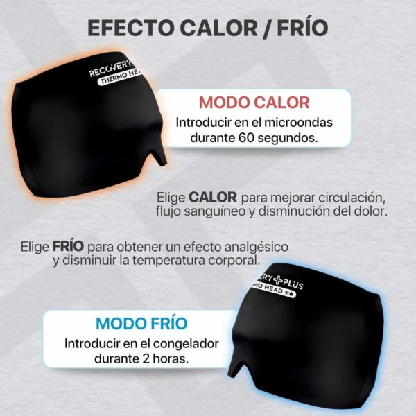 RECOVERY PLUS - Gorro Migraña con Gel Frío y Calor 360° para Alivio de Dolor de Cabeza, Sinusitis, Jaqueca, Bolsas y Ojeras | Antifaz Térmico Ajustable | Incluye Bolsa de Almacenamiento. - Image 2