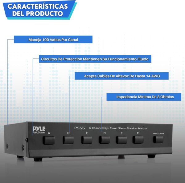 Pyle USA - Amplificador de Audio para el hogar, Receptor estéreo de Potencia para Cine en casa, Sonido Envolvente, PSS6EU - Image 6