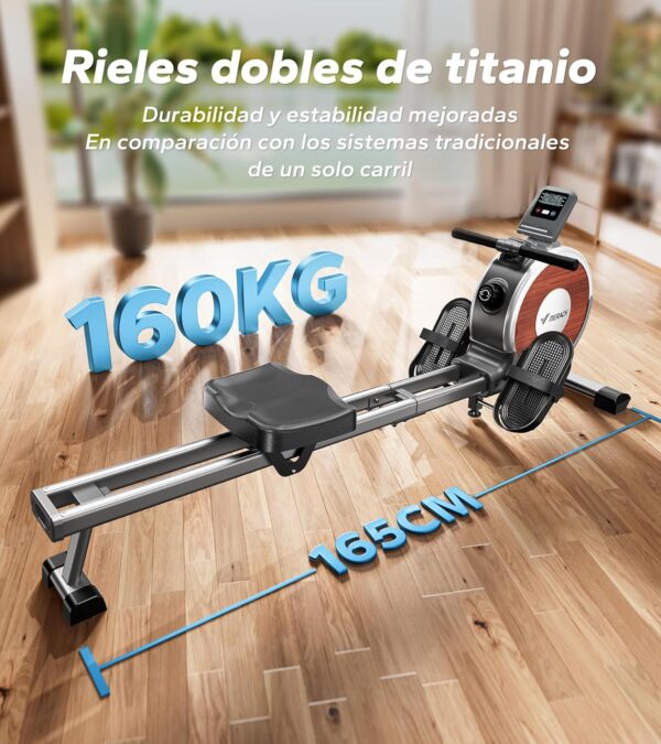 MERACH Maquina de Remo para Casa, 16 Niveles de Resistencia Magnética Máquina de Remo, Actualizar a Rieles Dobles, Ultrasilencioso y Estable, Carga Máxima 160kg, Almacenaje Vertical, Ahorra Espacio - Image 3