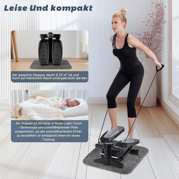 BOWEICORE Stepper para el Hogar, Steppers para Ejercicios con Pantalla LCD y Bandas de Resistencia para Principiantes y avanzados, para Entrenamiento de piernas y glúteos Máximo 150 kg - Image 5