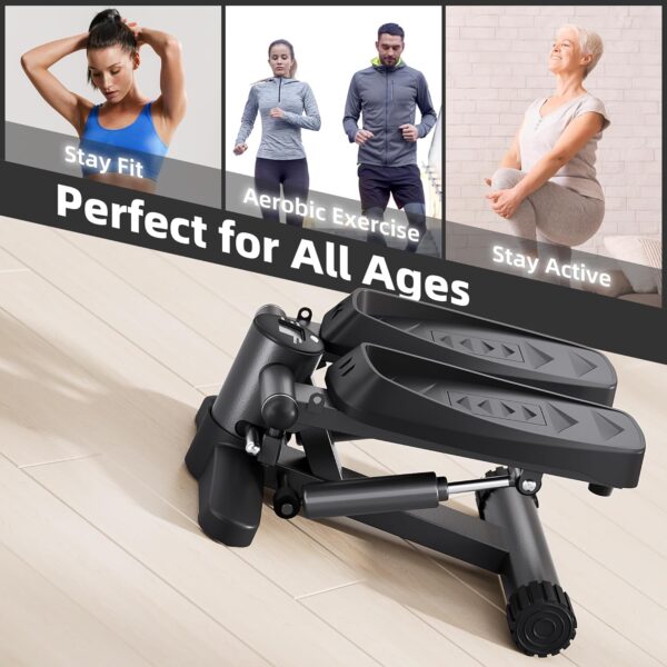 Mytrix Black Stair Stepper - Mini stepper portátil con bandas de resistencia, pantalla LCD (330 lb) para calorías, máquina de fitness aeróbico para entrenamiento en casa en la oficina - Image 8