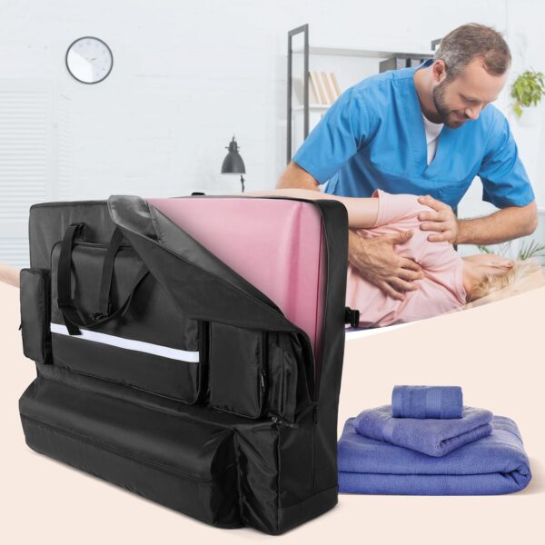 Luxja Bolsa para Camilla de Masaje Adapta Camilla de Masaje Plegable 24" a 30" de Ancho, Bolsa de Transporte para Mesa de Masaje con Bolsillos Accesorios, Negro - Image 7