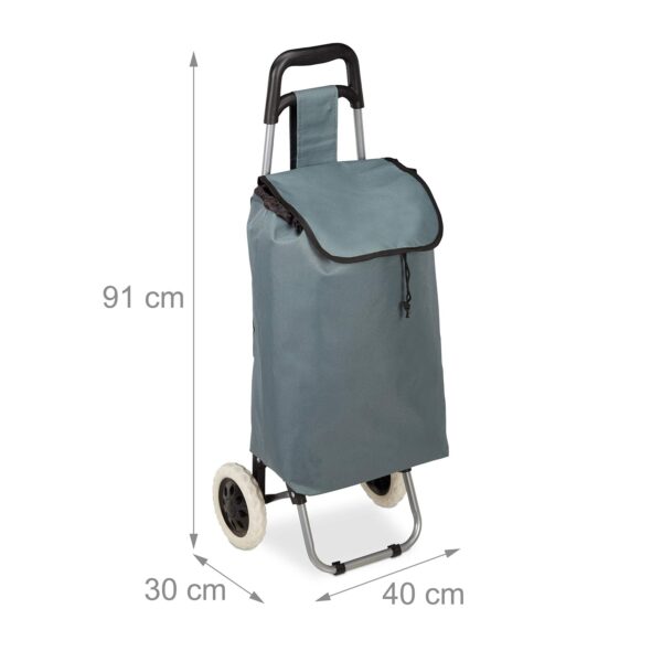 Relaxdays Carro Compra Plegable, Bolsillo Interior, 25 l, Soporta hasta 10 kg, Tela-Acero, 1 Ud, 91 x 40 x 30 cm, Gris, Poliéster - Image 4