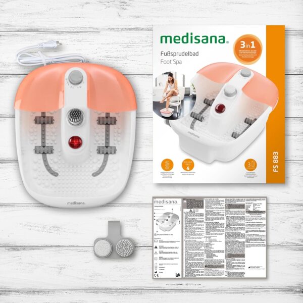 medisana FS 883 Spa para pies con masaje de reflexología podal - baño de pies eléctrico, función calefacción de agua, masaje de vibración, accesorios de pedicura, con masaje y calentador - Image 7