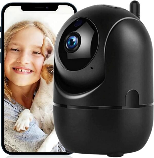 Cámara Vigilancia WiFi Interior, Camara IP 1080P de Seguridad con Detección de Movimiento y Visión Nocturna, Camara Vigilancia de Bebé con Audio Bidireccional Compatible iOS Android 2.4 NEGRA