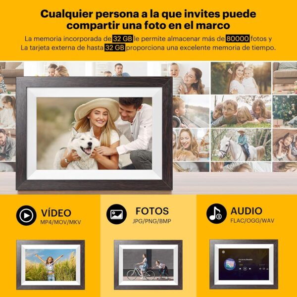 KODAK Marco de Fotos Digital WiFi 10.1 Pulgadas, Memoria Incorporada 32GB, Pantalla Táctil para HD 1280x800 IPS, Soporte Multilingüe, Rotación Automática, Compartir Instantáneamente Fotos y Videos - Image 3