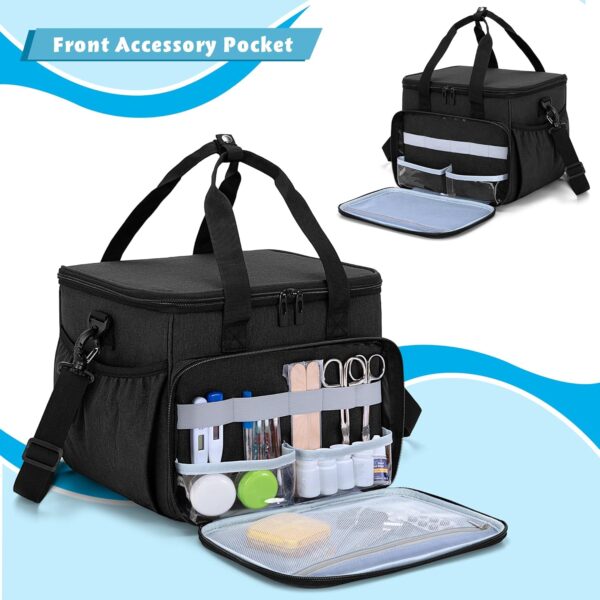 CURMIO Bolsa Médica Aislante, Bolsa Botiquín Portátil para el Hogar, Bolsa de Emergencia para Suministros Médicos y Medicamentos, Negro - Image 2