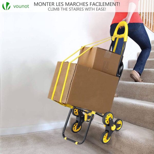 VOUNOT Carro de la Compra de 6 Ruedas Plegable con Asiento y Bolsa Térmica de 35 L, para Subir Escaleras, Negro - Image 3