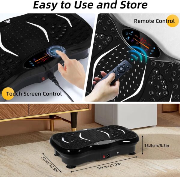 EVOLAND - Placas de vibración, máquina de ejercicio de fitness para uso doméstico, con altavoz Bluetooth, 5 modos de programa, 2 bandas de resistencia, entrenador de fitness de vibración, carga máxima de 330 libras (B) - Image 6