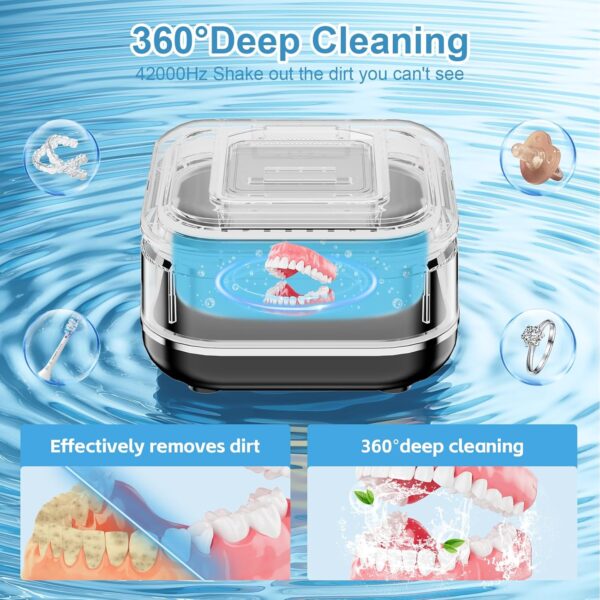 Limpiador Ultrasónico UV, 45 kHz Limpiador Ultrasonidos Dental para Dentaduras Postizas, Alineador, Retenedor Joyería De La Máquina De Limpieza Para Todos los Aparatos Dentales y Joyas - Image 3