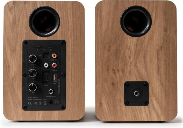 VULKKANO A4 ARC Altavoces Autoamplificados con Woofer de 4", Bluetooth 5.0, HDMI ARC, Optica, RCA, USB, con Salida Subwoofer, Monitores de Estudio con Diseño Elegante, Color Marron - Image 2