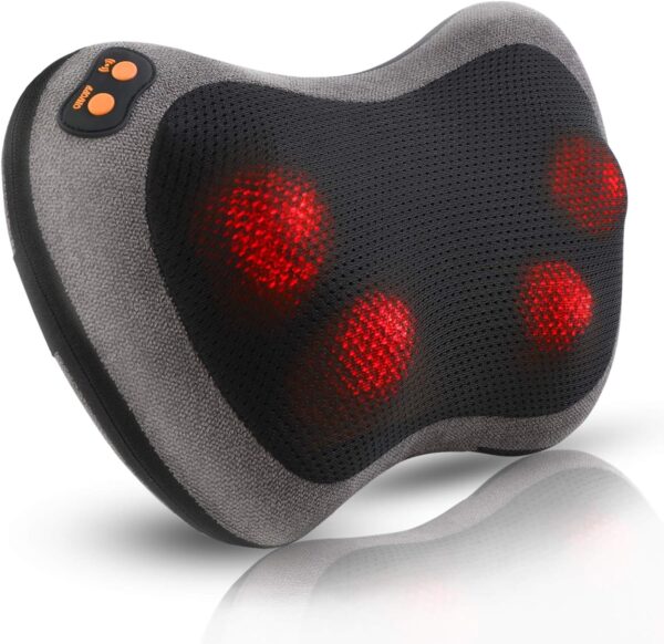 Masajeador Eléctrico, Masajeador de Espalda con Función de Calor e Rotación 3D Masaje, para cuello espalda hombro piernas, hogar y oficina, los mejores regalos para papá/mamá/hombres/mujeres