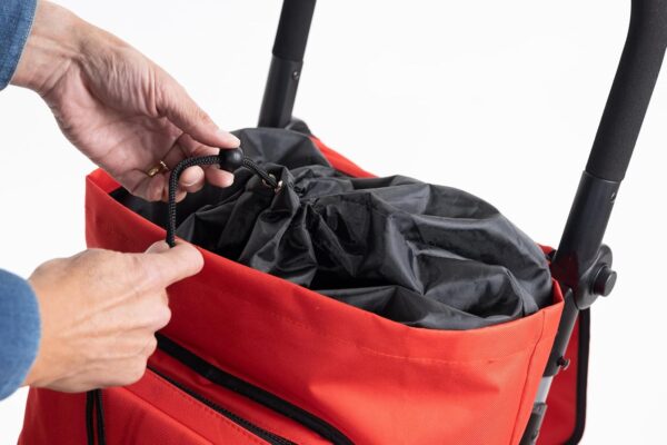 Carlett - Pack Lite Duo|Carro de la Compra + Gancho de Regalo | Carrito Plegable para Supermercado | 4 Ruedas | Manillar Regulable y Freno de Seguridad | Bolsa Extensible 48L | Bolsa Térmica 10L |Rojo - Image 6