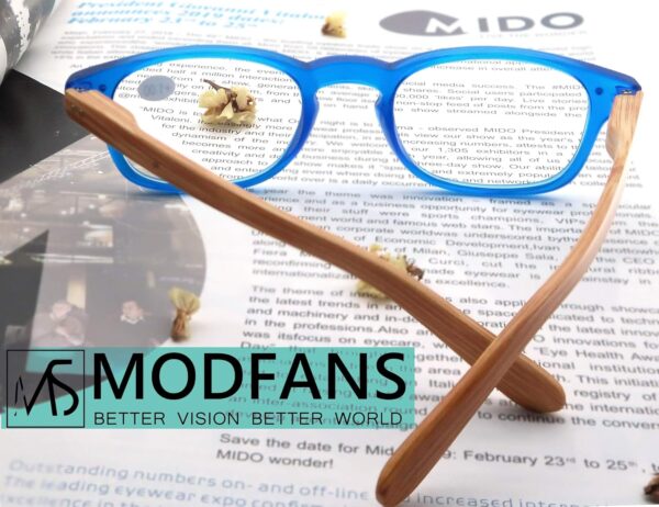 MODFANS Un pack de 4 gafas de lectura 2.5 para Hombres/Mujeres - Lente Clara,Vision Clara,Efecto Madera - Moda,Practicas,Ligeras,Comodas,Colores Negro-Azul-Marron-Amarillo - Image 5