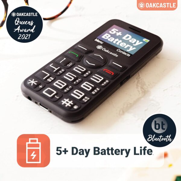 Oakcastle Teléfono móvil para Personas Mayores Dual Sim Basic | Todas Las Redes, 64 MB, batería de 5 días, Botones Grandes | Cámara, reproducción Multimedia y estación de Carga incluida F300 - Image 4