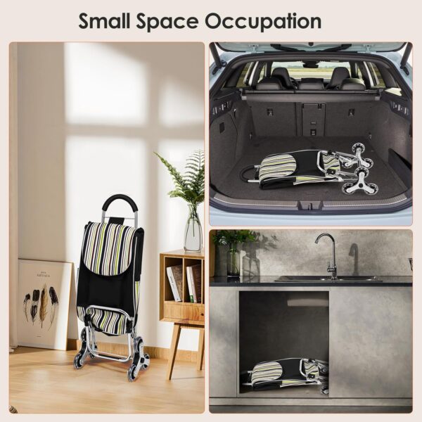 Taphnw Carro de la Compra con 6 Ruedas, Carrito Compra Plegable, Capacidad 32L, Carga Máxima de 30kg, Bolsa Impermeable Desmontable Ruedas de Acero Inoxidable, para Subir Escaleras - Image 5