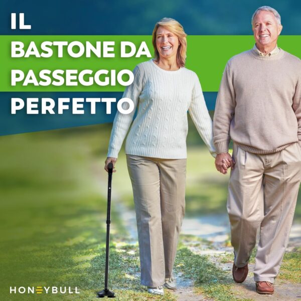 HONEYBULL Bastón para Hombres y Mujeres - Plegable, Ajustable, Colapsable, Bastón Autoportante, Punta Pivotante, Resistente | Bastones para Personas Mayores y Adultos - Image 3