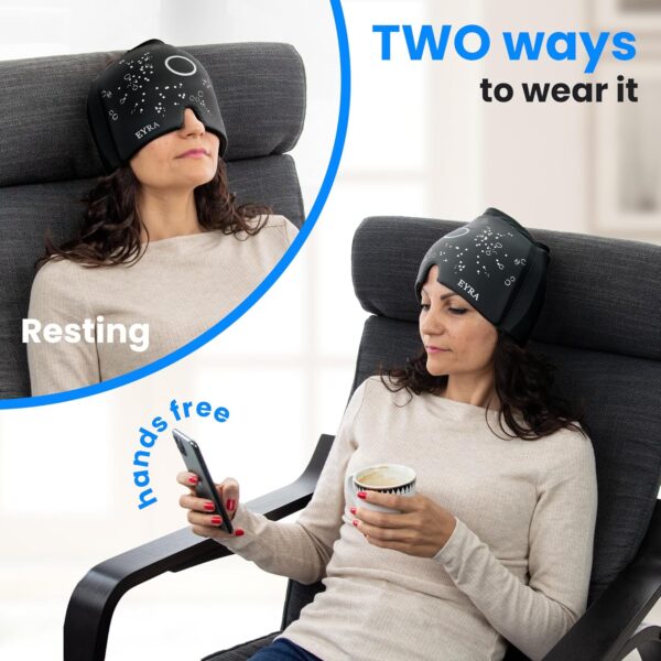 EYRA Gorro Migraña - Gorro Anti Migraña con Terapia de Frío y Calor para Alivio del Dolor de Cabeza, Tensión y Presión Sinusal - Gorro para Migrañas y Máscara Migraña Reutilizable para Terapia 360º - Image 7