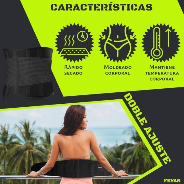 FEVAN Faja Lumbar Hombre y Mujer - Faja Abdominal Hombre y Mujer con Doble Ajuste de Velcro y Soportes Lumbares - Cinturon Lumbar para Aliviar Dolor de Espalda. - Image 4