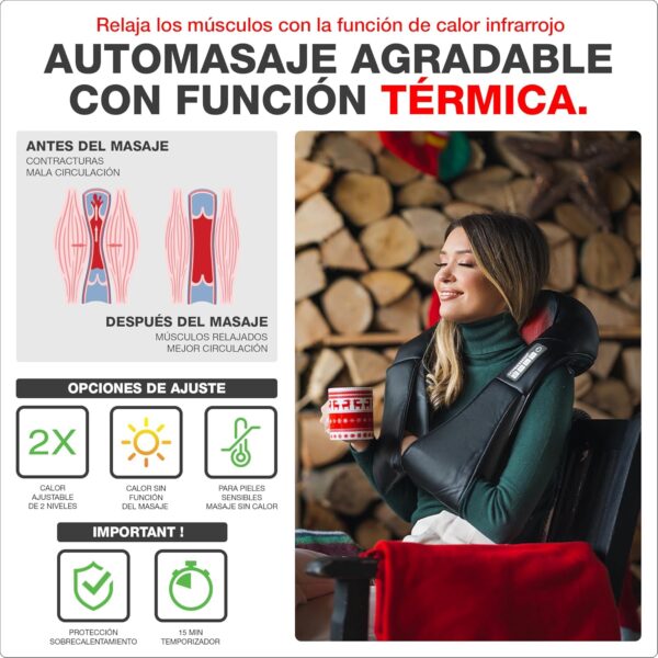 Donnerberg® Masajeador Cervical y Espalda Manual| Masajeador Cuello| 7 años de garantía |Masajeador Muscular| calor infrarrojo| Calidad Alemana - Image 4