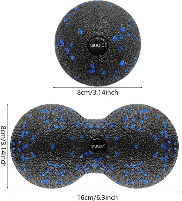 NIUQIGE Set de Bolas de Fascia - Bola Individual y Doble para Liberación de Puntos Gatillo, Entrenamiento de Fascia y Alivio del Dolor - Ideal para Relajación Muscular y Masaje de Pies y Espalda - Image 2