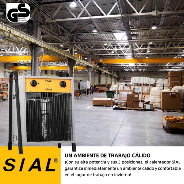 SIAL Calefactor 15000 W - Radiador Electrico - Calentador Industrial - 3 Niveles de Calor - Termostato & Protección Contra Sobrecarga - Ventilador de Calefacción Para Uso Interior y Exterior - Image 3