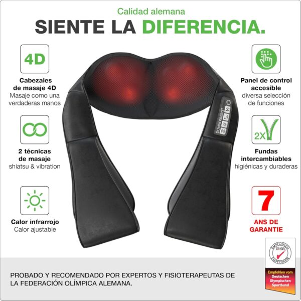 Donnerberg® Masajeador Cervical y Espalda Manual| Masajeador Cuello| 7 años de garantía |Masajeador Muscular| calor infrarrojo| Calidad Alemana - Image 3