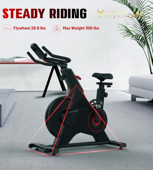 yoyomax Bicicleta estática, bicicleta estacionaria, bicicleta de interior/bicicleta estática magnética - Máquina de bicicleta estática de fitness con cómodo cojín de asiento y pantalla digital con - Image 5
