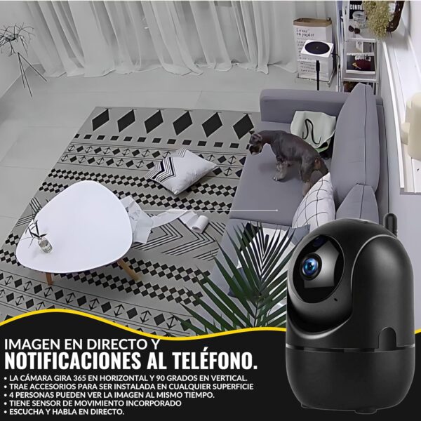 Cámara Vigilancia WiFi Interior, Camara IP 1080P de Seguridad con Detección de Movimiento y Visión Nocturna, Camara Vigilancia de Bebé con Audio Bidireccional Compatible iOS Android 2.4 NEGRA - Image 3