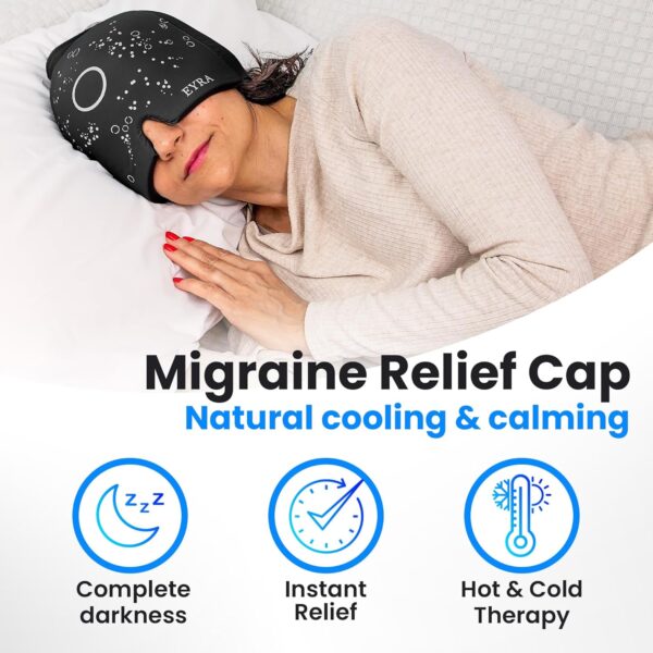 EYRA Gorro Migraña - Gorro Anti Migraña con Terapia de Frío y Calor para Alivio del Dolor de Cabeza, Tensión y Presión Sinusal - Gorro para Migrañas y Máscara Migraña Reutilizable para Terapia 360º - Image 3