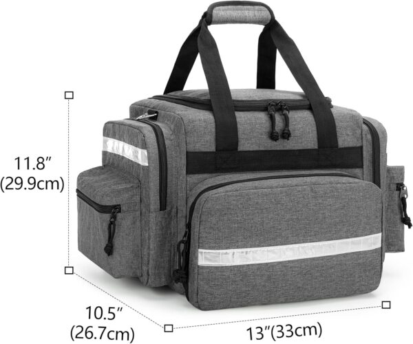 Damero Bolsa de trauma médica vacía, bolsa de primeros auxilios profesional con múltiples bolsillos para suministros médicos,gris - Image 5