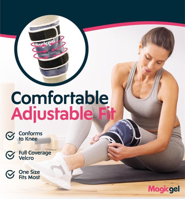 Paquete de hielo en la rodilla con envoltura profesional - Compresión y terapia de frío - Reutilizable para artritis, esguinces, tendinitis de la rótula - (por Magic Gel) - Image 4