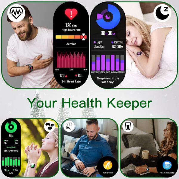 Reloj inteligente para mujeres y hombres (contestar/marcar llamadas), relojes de cara redonda de 1.3 pulgadas, reloj inteligente con pantalla siempre encendida para teléfonos Android e iOS, IP68 - Image 4