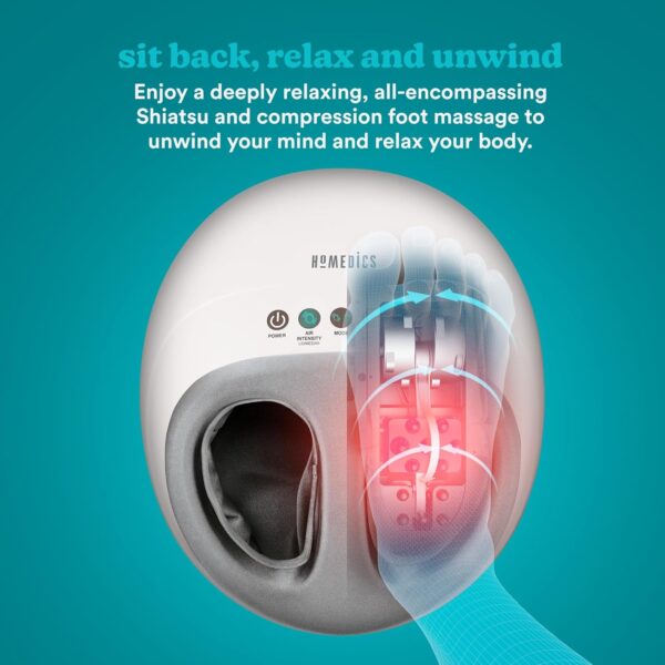 HoMedics Shiatsu Air Pro Shiatsu Masajeador de Pies – Masajeador de Pies Eléctrico con Compresión de Aire, Calor Opcional y Masaje Shiatsu Profundo, Ideal como Regalo para Mujeres y Personas Mayores - Image 5