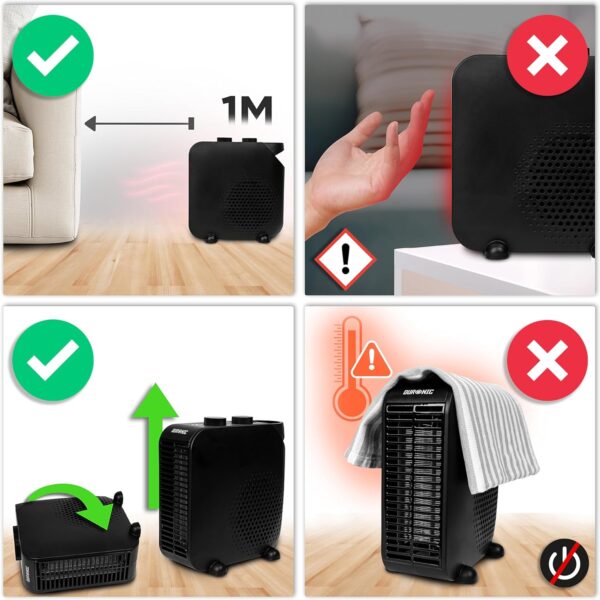 Duronic HV21 Calefactor eléctrico 2000W | Termoventilador 2 Niveles potencia | Posición vertical u horizontal | Ventilador aire frío | Tamaño compacto | Protección sobrecalentamiento - Image 5