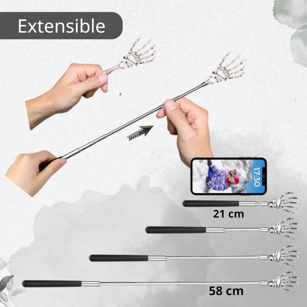 LiveLaif®-Rascador Espalda + Bolsa Terciopelo | Extensible,Ergonómico, Regalos Originales | Back Scratcher Portátil | Masajeador de Espalda Rascador | Ideal personas mayores (GarraNegro+Bolsa) - Image 4