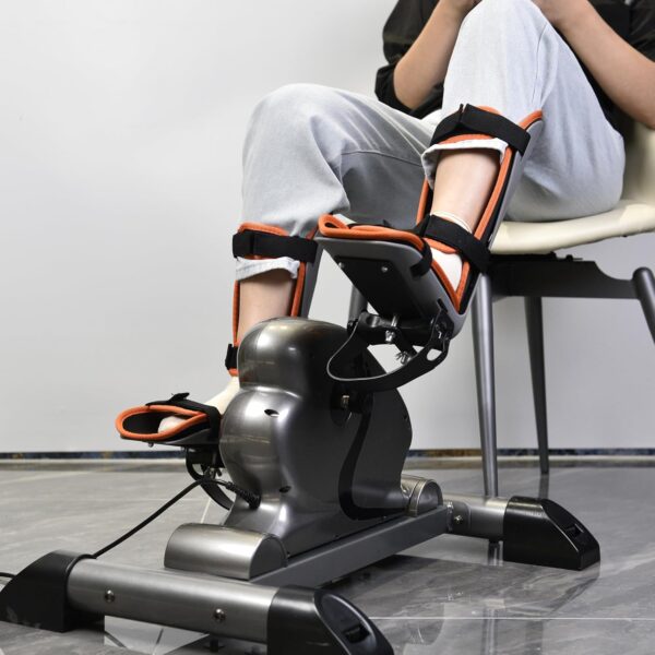 HNLIY Soporte para piernas para ejercitador de Pedal motorizado y Mini Bicicleta estática eléctrica, férula Suave Universal y Pedales, 1 par Cada uno, Gris - Image 6
