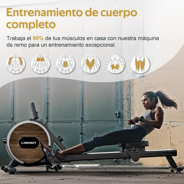 Máquina de Remo LABGREY Magnética Bluetooth para Casa, Compatible con App, Rieles de Aleación, Silenciosa y Estable, Soporta hasta 158 kg, Ideal para Entrenamiento Cardio en el Hogar - Image 4