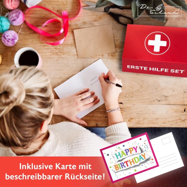 Divertido juego de primeros auxilios – Caja de regalo – 12 piezas – Divertido regalo de cumpleaños para 20 cumpleaños con contenido variado – para hombres y mujeres, incluye regalo de dinero, - Image 7
