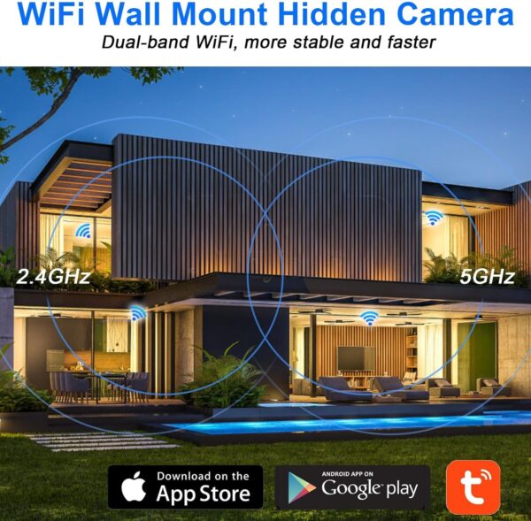 Cámara Espía WiFi, 2.4G/5G Inalambricas Camara Oculta Detectora de Humo 1080P HD, Mini Cámara de Vigilancia Seguridad con Detector de Movimiento IR Visión Nocturna - Image 2