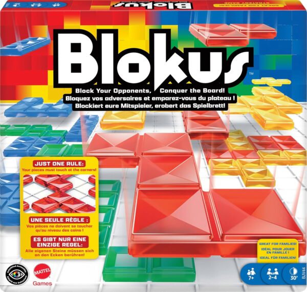 Mattel Games - Juego de Mesa Blokus - Fácil de Aprender - 21 Piezas de Color por Jugador - Entretenido - Estrategia y Desafíos - para Toda la Familia - BJV44