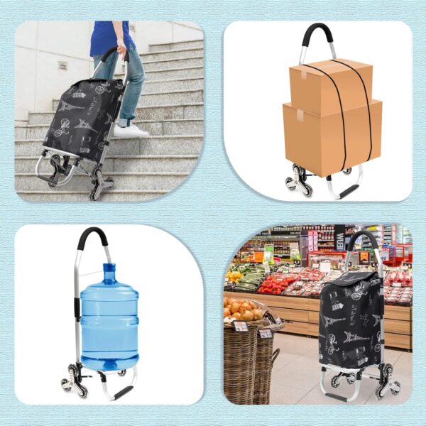 Carrito de la compra con marco de aluminio estable y bolsa de lona impermeable extraíble. El compañero ideal para compras cómodas y prácticas - Image 7
