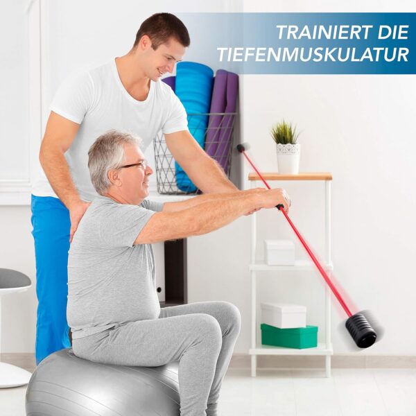 sweatness Barra oscilante de 160 cm para fisioterapia, para adultos, incluye libro electrónico (archivo PDF) y 2 bandas de terapia, barra flexible para fitness, barra oscilante flexible - Image 5