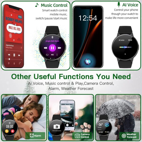 Reloj inteligente para mujeres y hombres (contestar/marcar llamadas), relojes de cara redonda de 1.3 pulgadas, reloj inteligente con pantalla siempre encendida para teléfonos Android e iOS, IP68 - Image 7