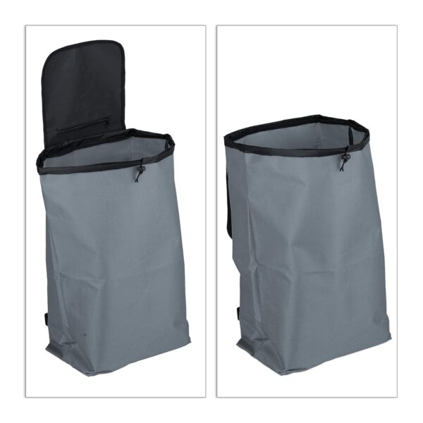 Relaxdays Carro Compra Plegable, Bolsillo Interior, 25 l, Soporta hasta 10 kg, Tela-Acero, 1 Ud, 91 x 40 x 30 cm, Gris, Poliéster - Image 8