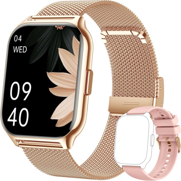 ZOSKVEE Reloj Inteligente Mujer, [Dos Correas] Bluetooth Llamada y Recibir Whatsapp, 2'' Smartwatch Deportivo con Presión Arterial, 100+ Deportes, Ritmo Cardíaco, DIY Esferas, para iOS Android