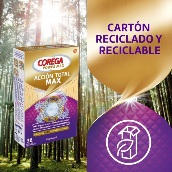 Corega Max Acción Total, Tabletas Limpiadoras Para Prótesis Dental, Cuidado e Higiene Oral Integral, Pastillas de Limpieza Diaria, Limpieza Profunda, 36 Tabletas - Image 6