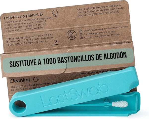 LastSwab® Bastoncillos Oídos de LastObject - Bastoncillos Ecológicos Q-Tip - Diseñado en Dinamarca - Bastoncillo de Silicona Limpiador Oídos - Zero Waste (Turquoise)